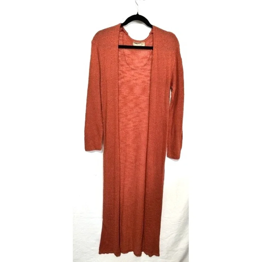 Free People Free-Est Size Medium Rust Color Sheer Light Weight Duster Sweater
